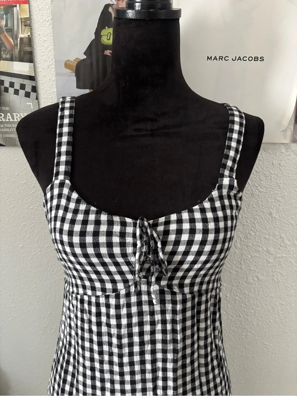 SO Black and White Gingham Midi Dress